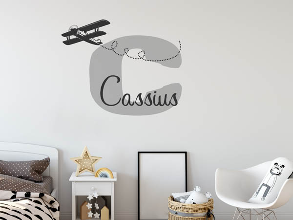 Wandtattoo Cassius mit Flugzeug