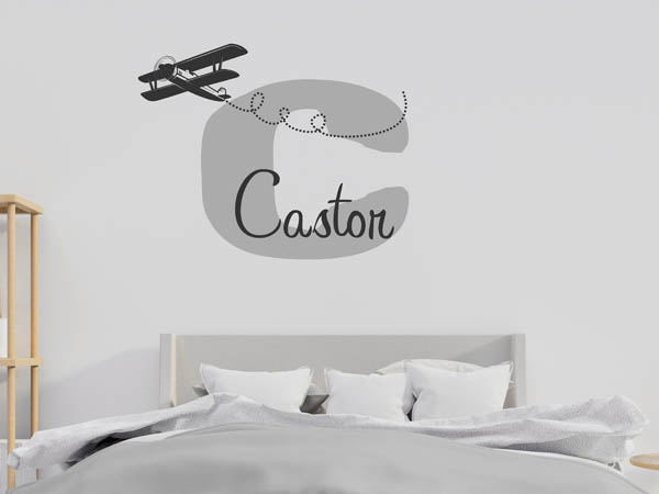 Wandtattoo Castor mit Flugzeug