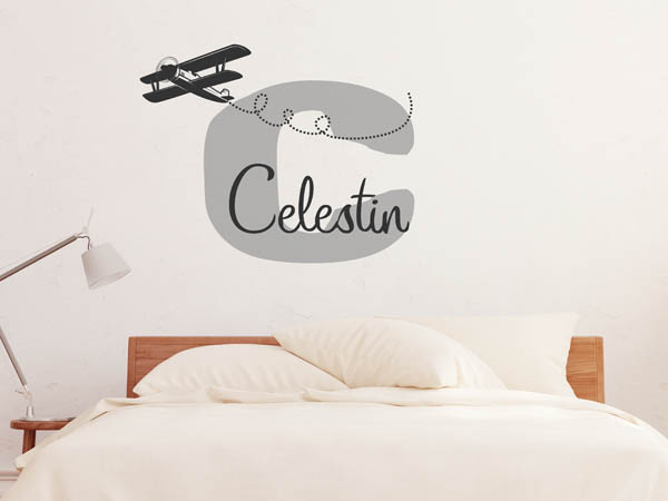 Wandtattoo Celestin mit Flugzeug