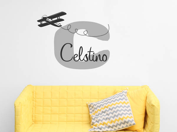 Wandtattoo Celstino mit Flugzeug