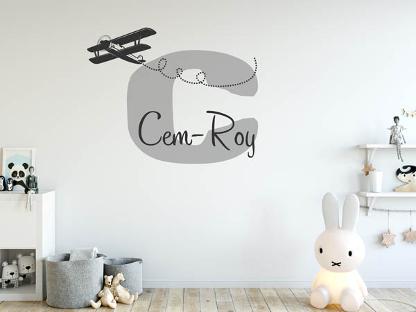 Wandtattoo Cem-Roy mit Flugzeug