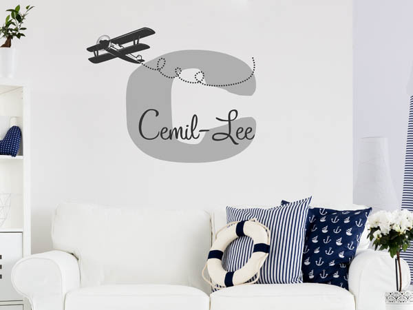 Wandtattoo Cemil-Lee mit Flugzeug