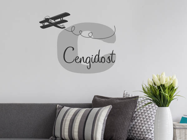Wandtattoo Cengidost mit Flugzeug