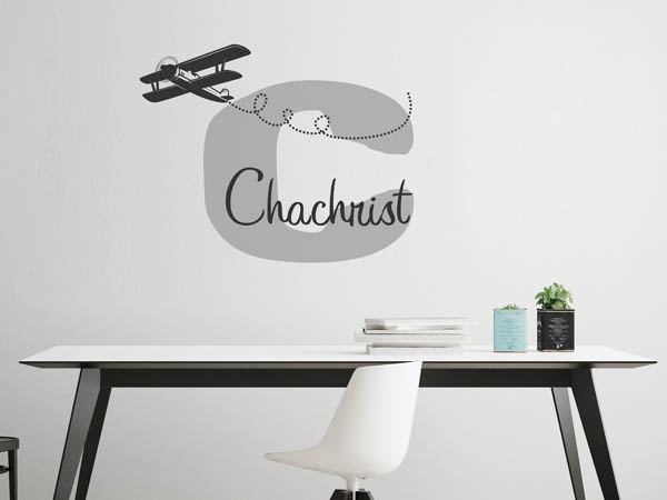 Wandtattoo Chachrist mit Flugzeug