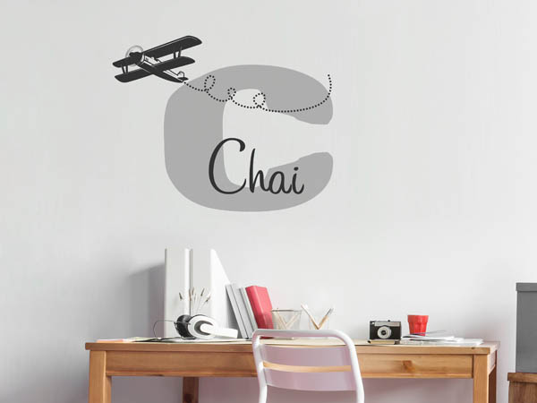 Wandtattoo Chai mit Flugzeug