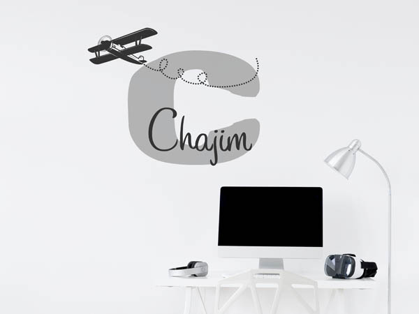 Wandtattoo Chajim mit Flugzeug