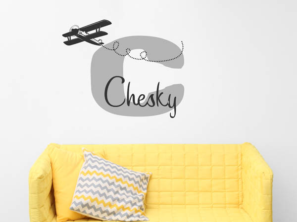 Wandtattoo Chesky mit Flugzeug