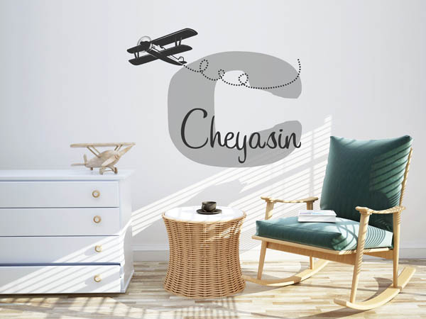 Wandtattoo Cheyasin mit Flugzeug