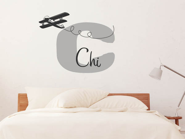 Wandtattoo Chi mit Flugzeug