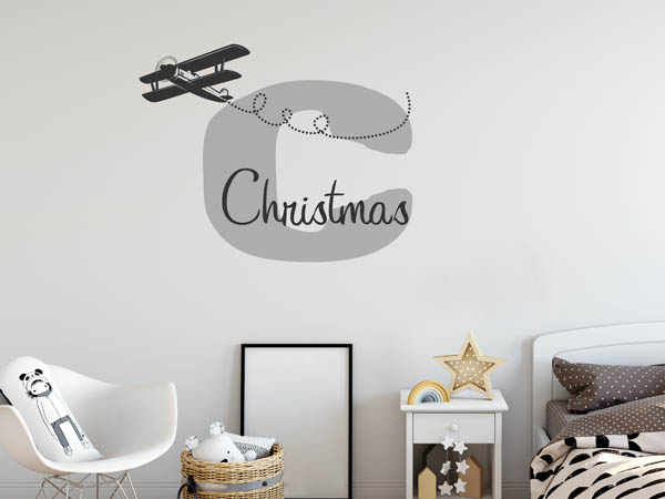 Wandtattoo Christmas mit Flugzeug
