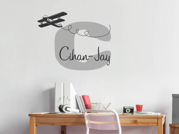 Wandtattoo Cihan-Jay mit Flugzeug
