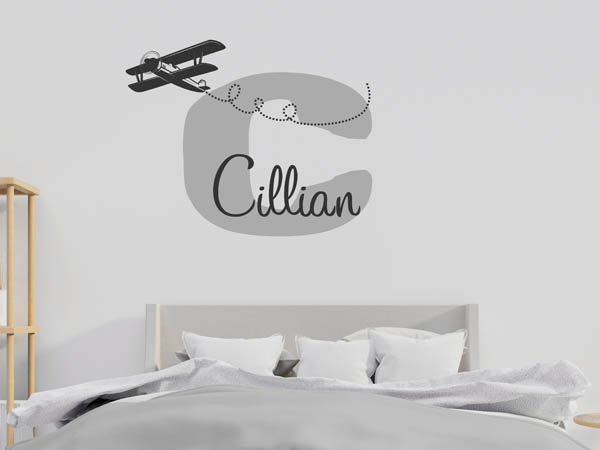 Wandtattoo Cillian mit Flugzeug