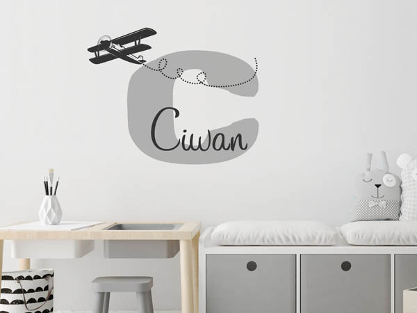 Wandtattoo Ciwan mit Flugzeug