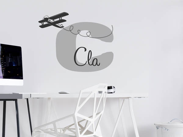 Wandtattoo Cla mit Flugzeug