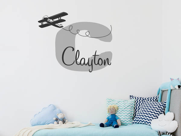 Wandtattoo Clayton mit Flugzeug