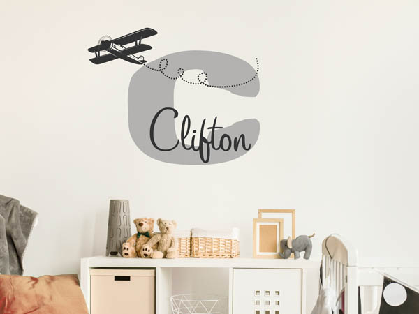 Wandtattoo Clifton mit Flugzeug