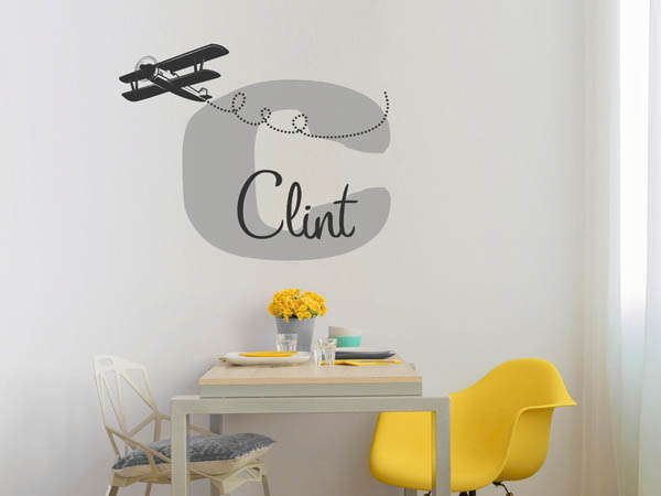 Wandtattoo Clint mit Flugzeug