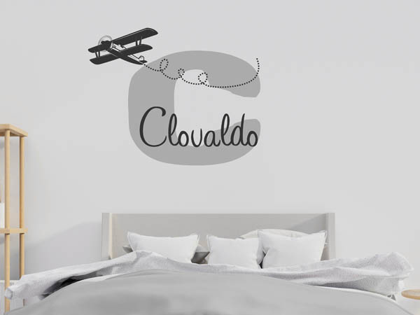 Wandtattoo Clovaldo mit Flugzeug