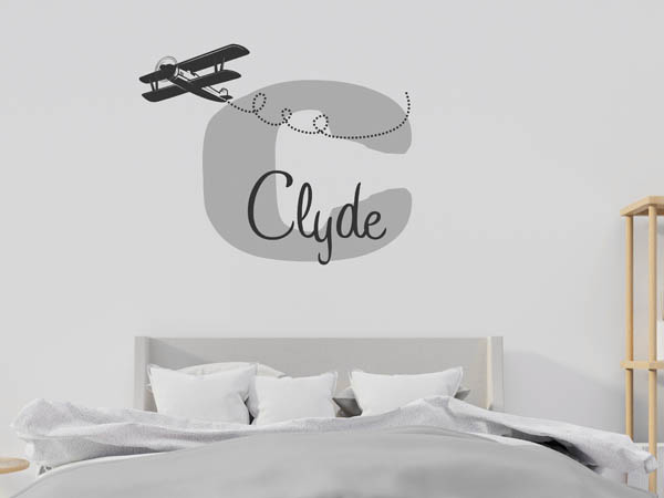 Wandtattoo Clyde mit Flugzeug