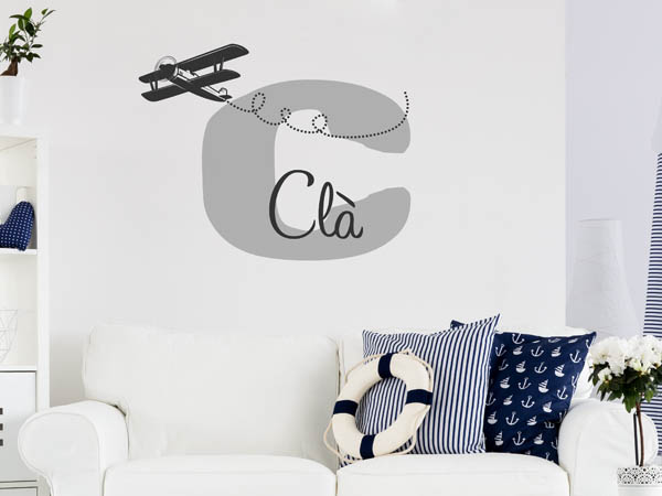 Wandtattoo Clà mit Flugzeug