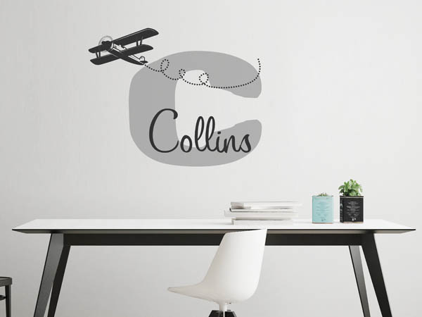 Wandtattoo Collins mit Flugzeug