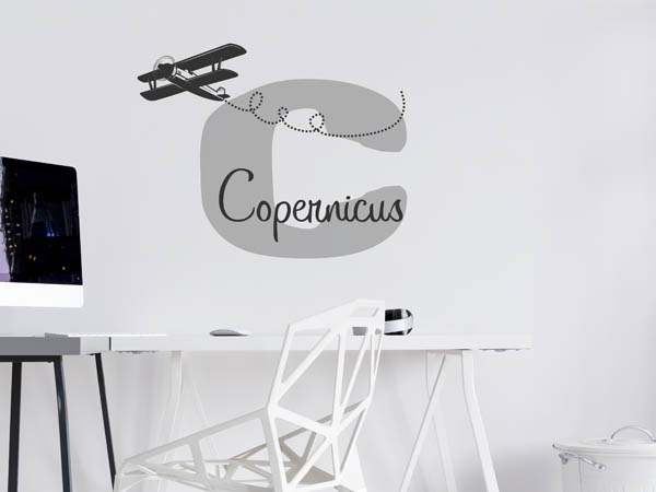 Wandtattoo Copernicus mit Flugzeug