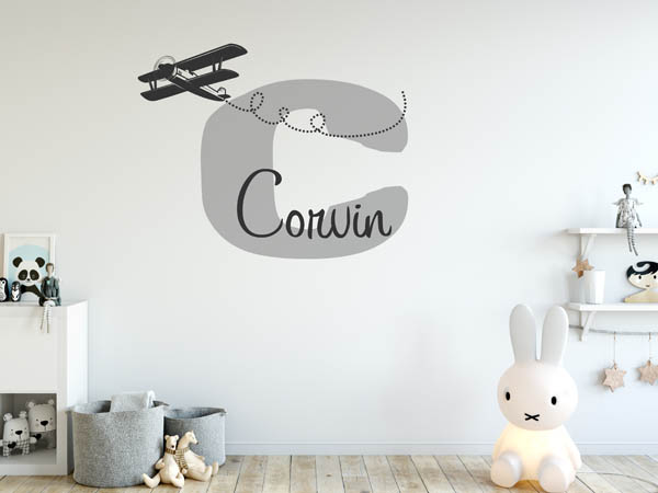 Wandtattoo Corvin mit Flugzeug