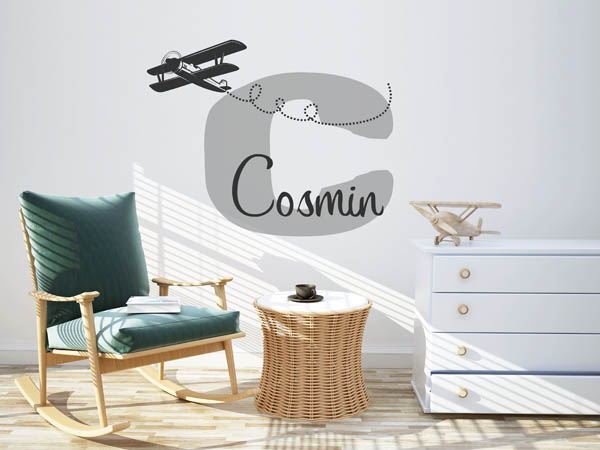Wandtattoo Cosmin mit Flugzeug