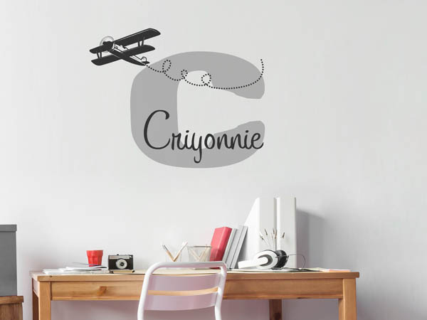 Wandtattoo Criyonnie mit Flugzeug