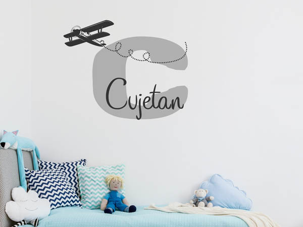 Wandtattoo Cvjetan mit Flugzeug