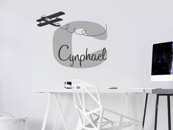 Wandtattoo Cynphael mit Flugzeug