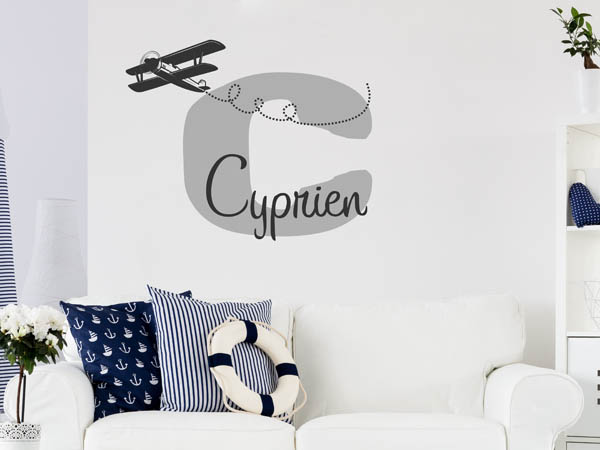 Wandtattoo Cyprien mit Flugzeug
