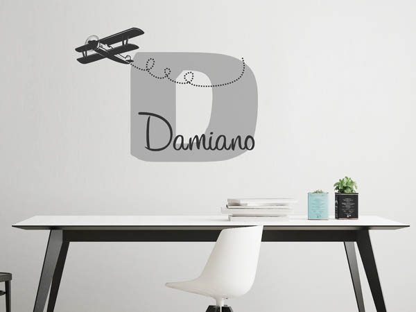 Wandtattoo Damiano mit Flugzeug