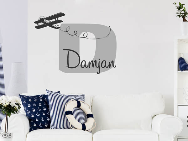 Wandtattoo Damjan mit Flugzeug