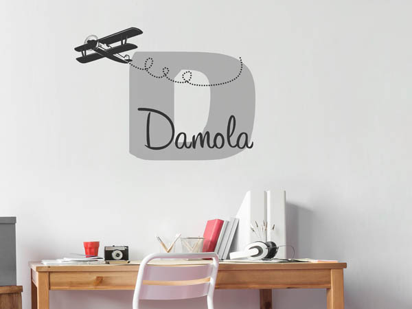 Wandtattoo Damola mit Flugzeug