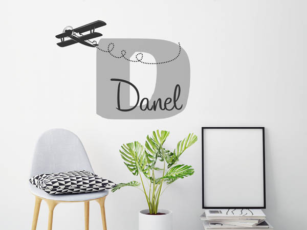 Wandtattoo Danel mit Flugzeug