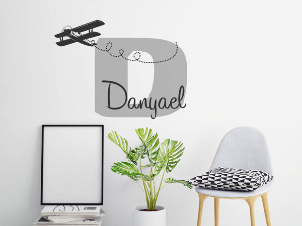 Wandtattoo Danyael mit Flugzeug