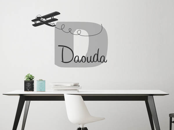 Wandtattoo Daouda mit Flugzeug