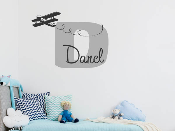Wandtattoo Darel mit Flugzeug