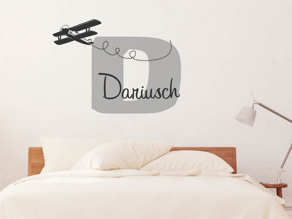 Wandtattoo Dariusch mit Flugzeug