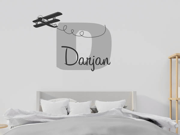 Wandtattoo Darjan mit Flugzeug