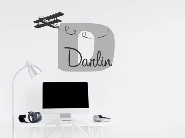 Wandtattoo Darlin mit Flugzeug