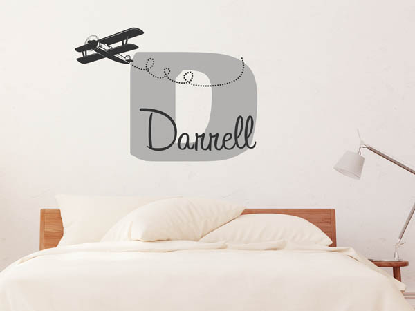 Wandtattoo Darrell mit Flugzeug