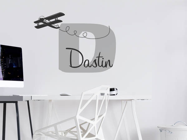 Wandtattoo Dastin mit Flugzeug