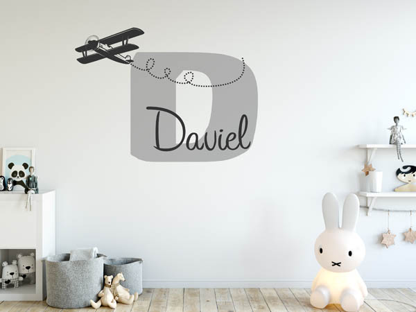 Wandtattoo Daviel mit Flugzeug