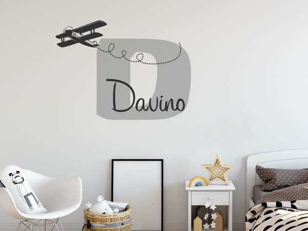 Wandtattoo Davino mit Flugzeug