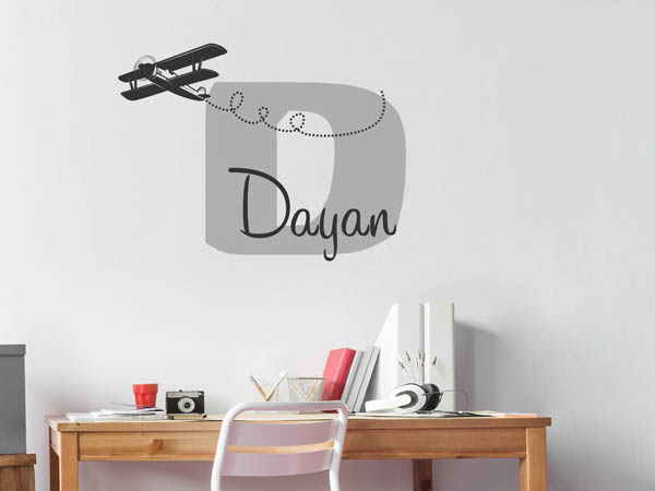 Wandtattoo Dayan mit Flugzeug