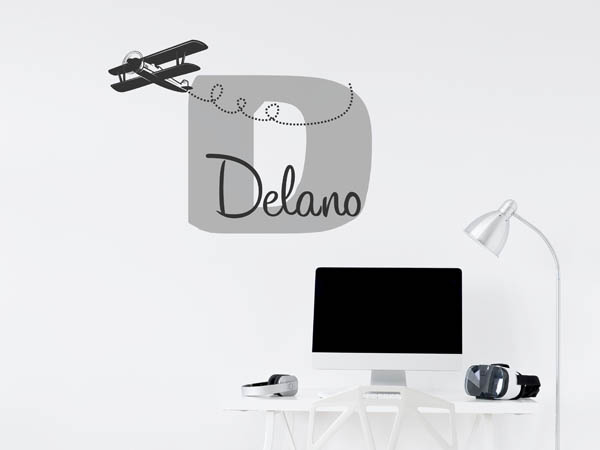 Wandtattoo Delano mit Flugzeug