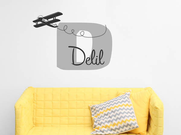 Wandtattoo Delil mit Flugzeug