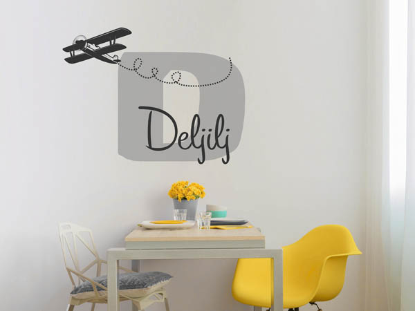 Wandtattoo Deljilj mit Flugzeug